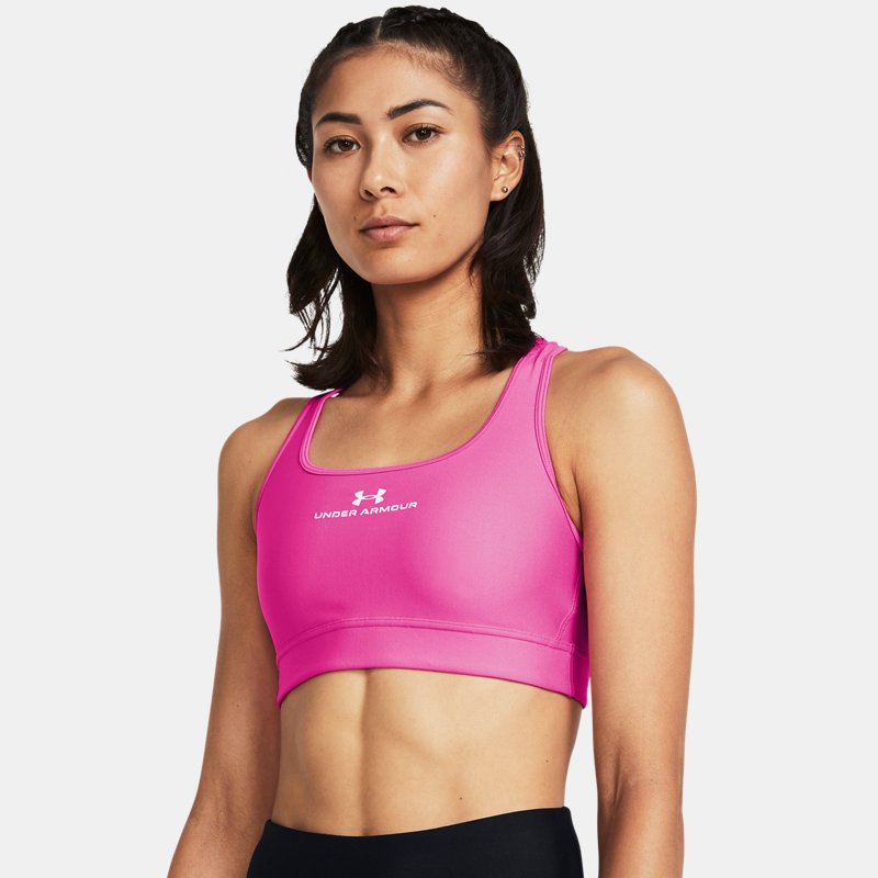 Women's  Under Armour  Mid Evolved Graphic Sports Bra Rebel Pink / White L